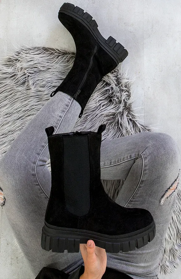 Hoge Chelsea Boots Suède Zwart