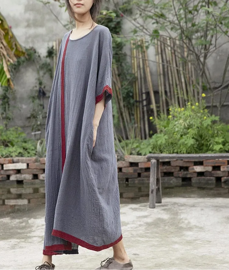 Inner Peace Cotton Linen Asymmetrical Dress | Lotus