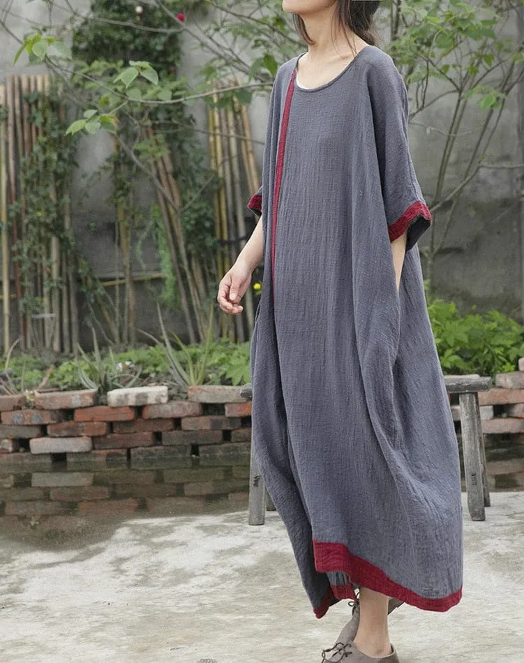 Inner Peace Cotton Linen Asymmetrical Dress | Lotus