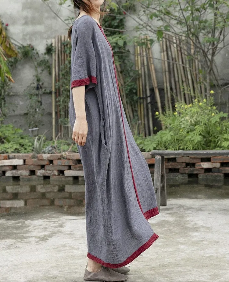 Inner Peace Cotton Linen Asymmetrical Dress | Lotus