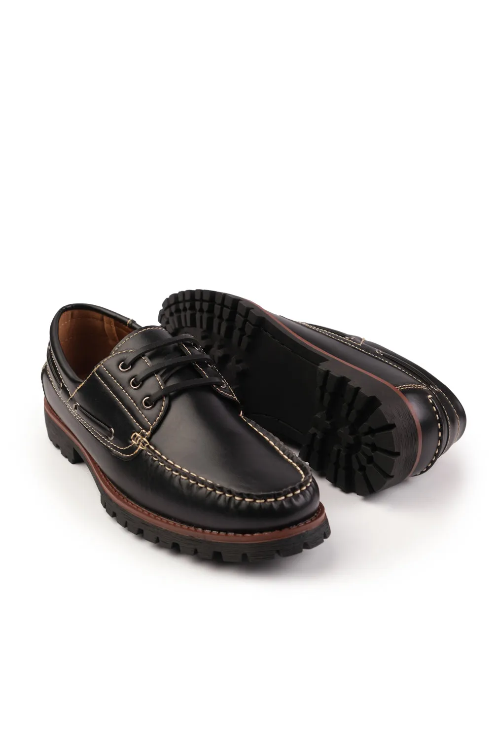 ISAAC CHUNKY BOAT SHOES IN BLACK