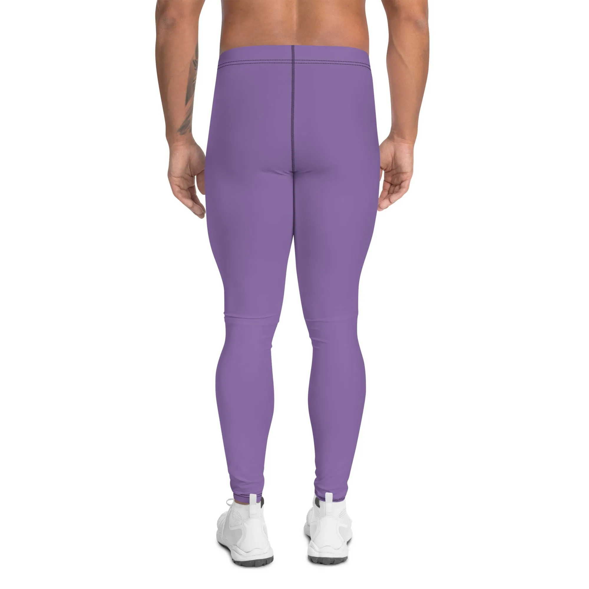 Lavender Purple Color Men's Leggings, Solid Purple Color Premium Designer Men's Tight Pants - Made in USA/EU/MX