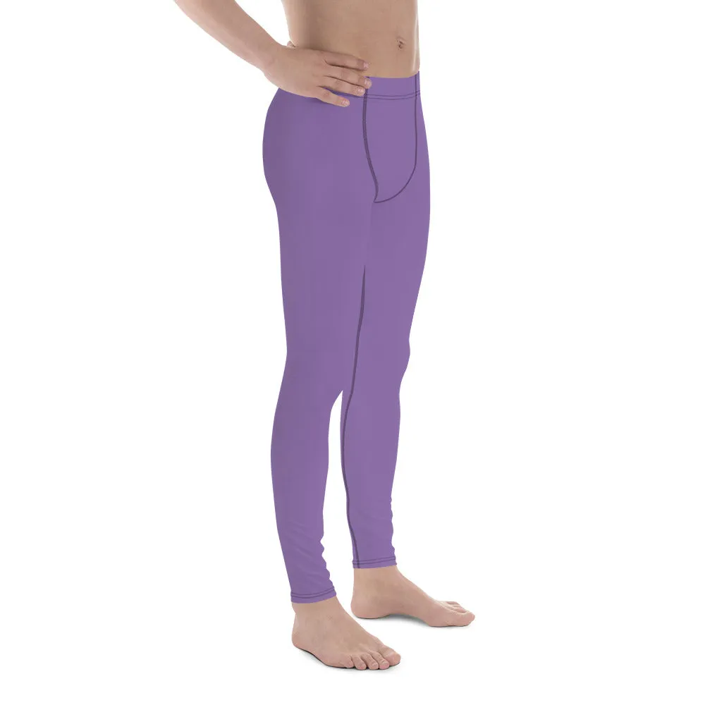 Lavender Purple Color Men's Leggings, Solid Purple Color Premium Designer Men's Tight Pants - Made in USA/EU/MX