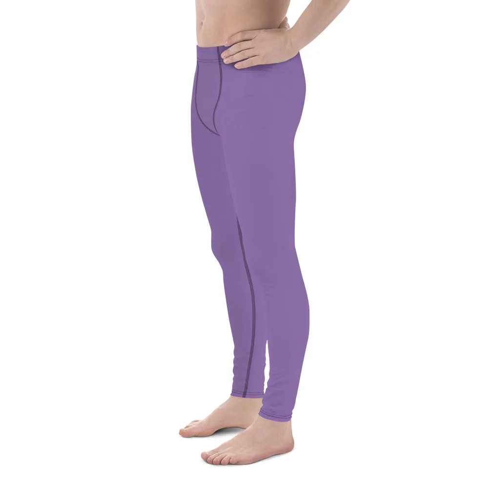 Lavender Purple Color Men's Leggings, Solid Purple Color Premium Designer Men's Tight Pants - Made in USA/EU/MX