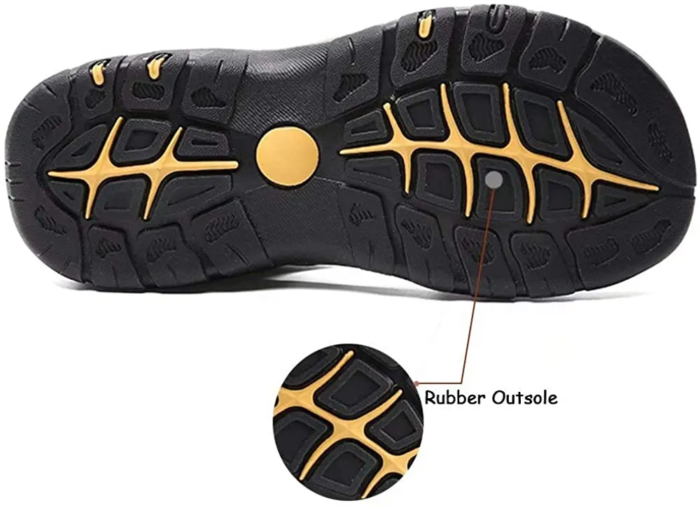 Ledersandalen für Herren im Freien Wandersandalen, wasserdicht sportlich Sport-Sandalen Fischer-Strandschuhe geschlossene Zehen Wassersandalen