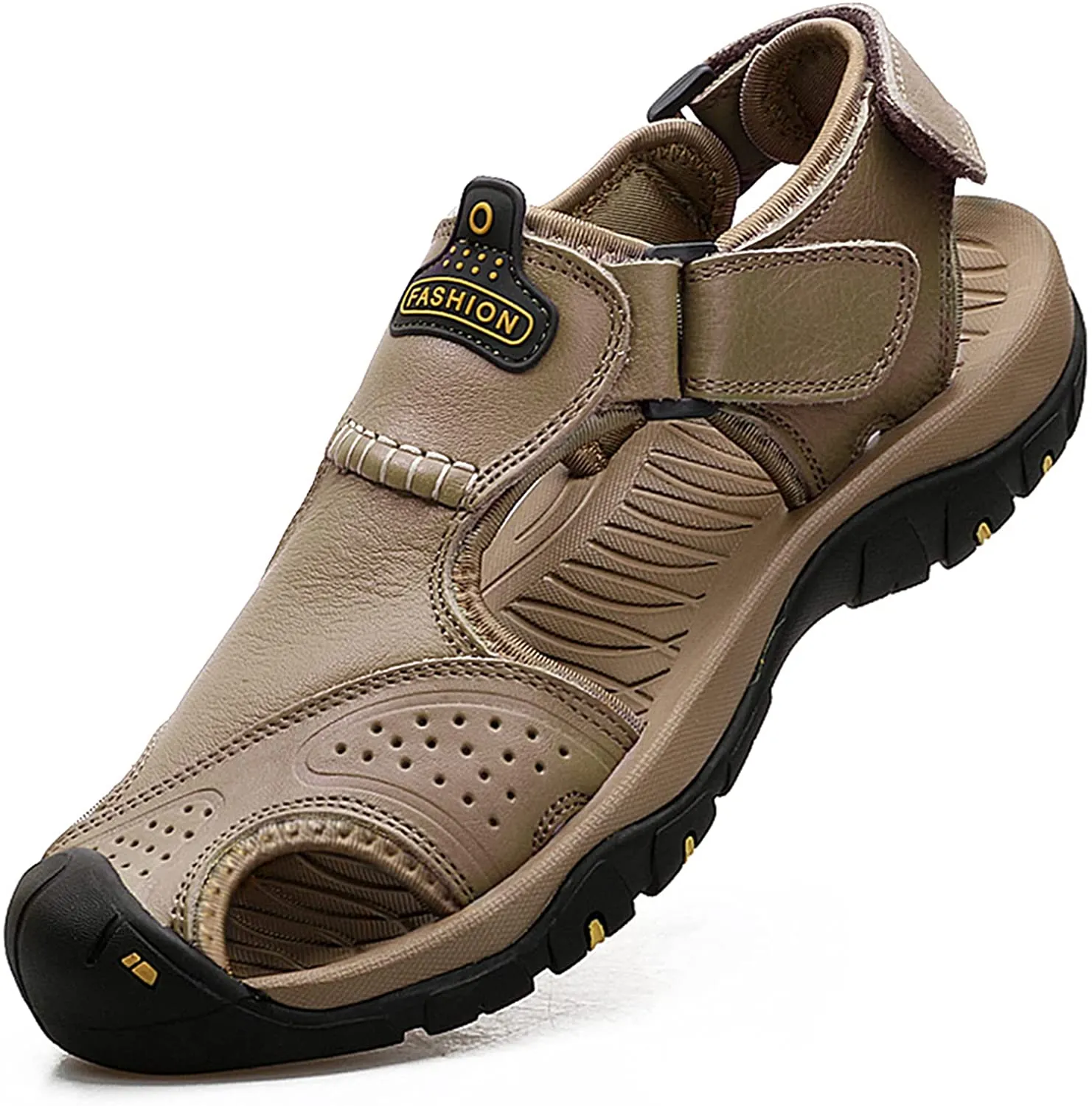 Ledersandalen für Herren im Freien Wandersandalen, wasserdicht sportlich Sport-Sandalen Fischer-Strandschuhe geschlossene Zehen Wassersandalen