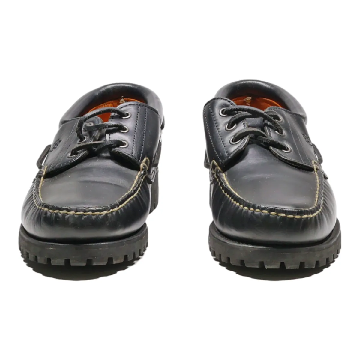 LUMBERJACK Boat Shoes Black Leather Mens UK 7.5