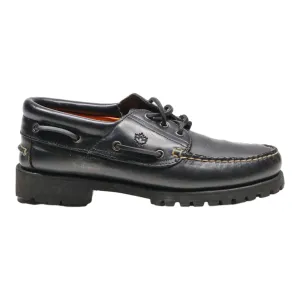 LUMBERJACK Boat Shoes Black Leather Mens UK 7.5