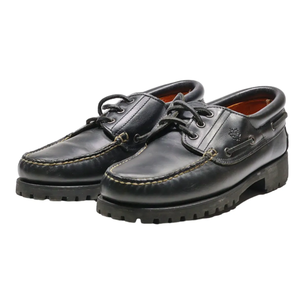 LUMBERJACK Boat Shoes Black Leather Mens UK 7.5