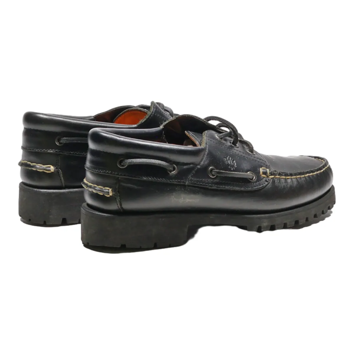 LUMBERJACK Boat Shoes Black Leather Mens UK 7.5