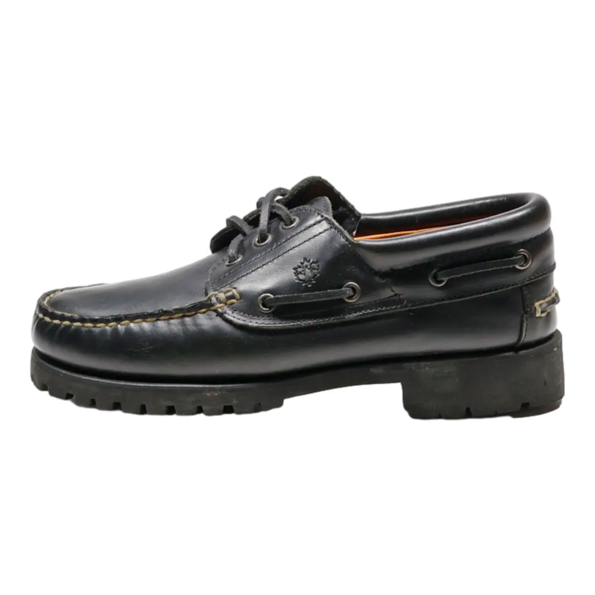 LUMBERJACK Boat Shoes Black Leather Mens UK 7.5