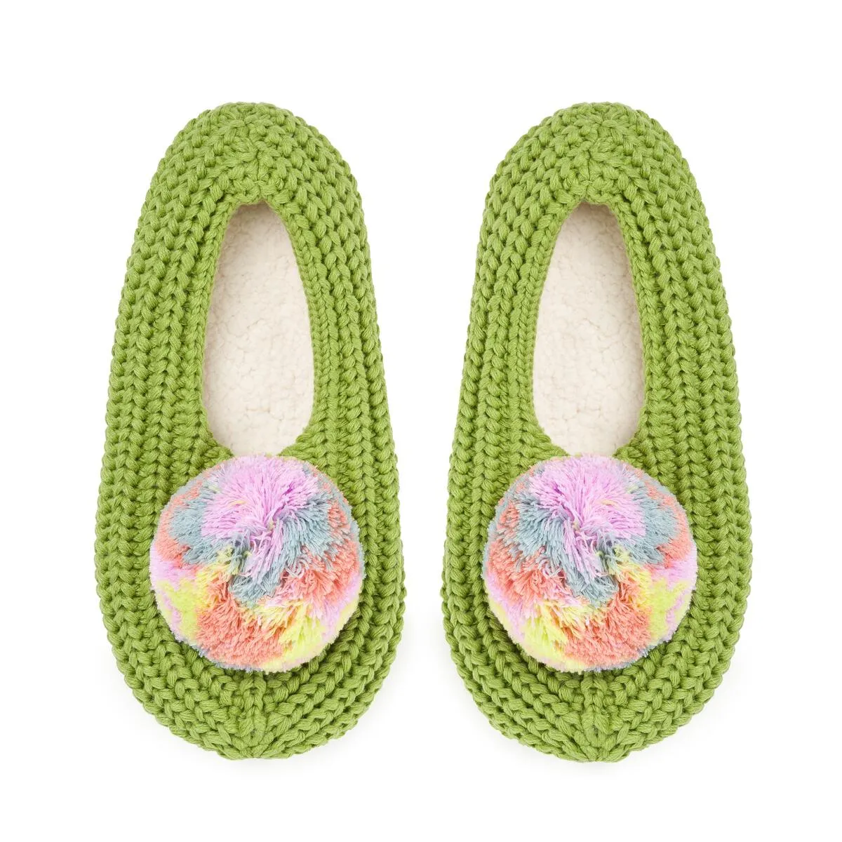 Marble Pom Pom Knit Slippers