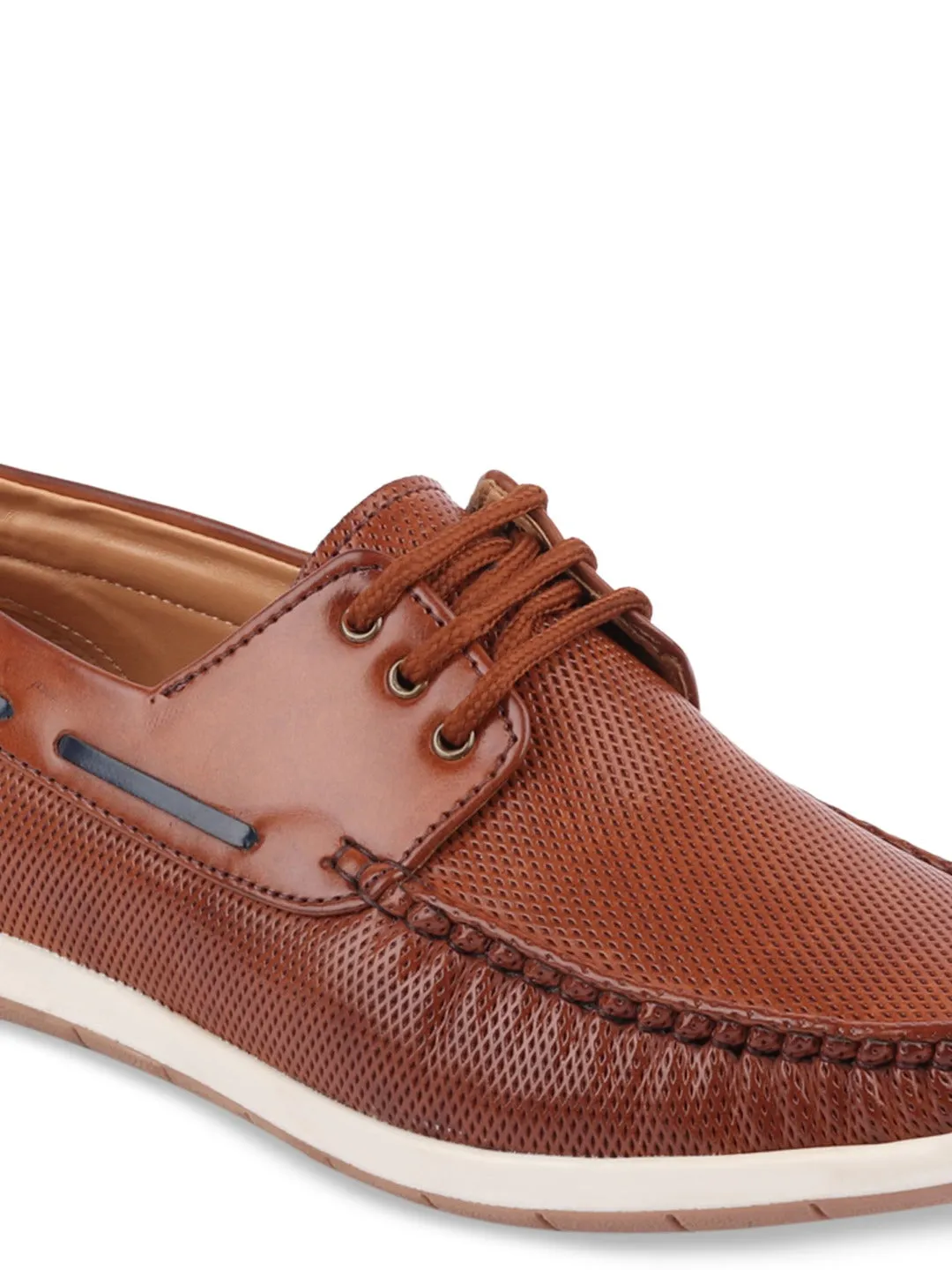 Men Brown Casual Lace-Up Boat Shoes