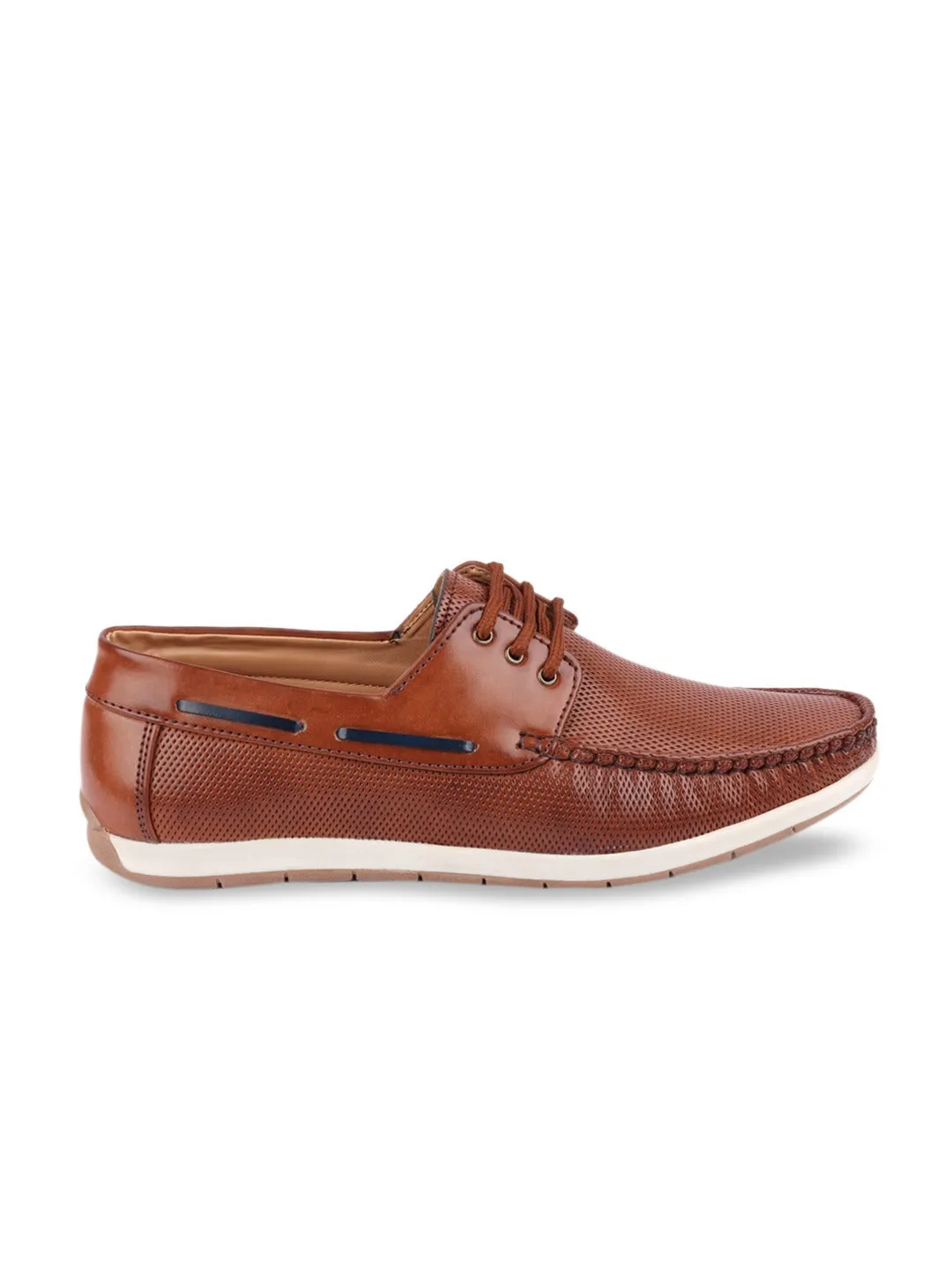 Men Brown Casual Lace-Up Boat Shoes