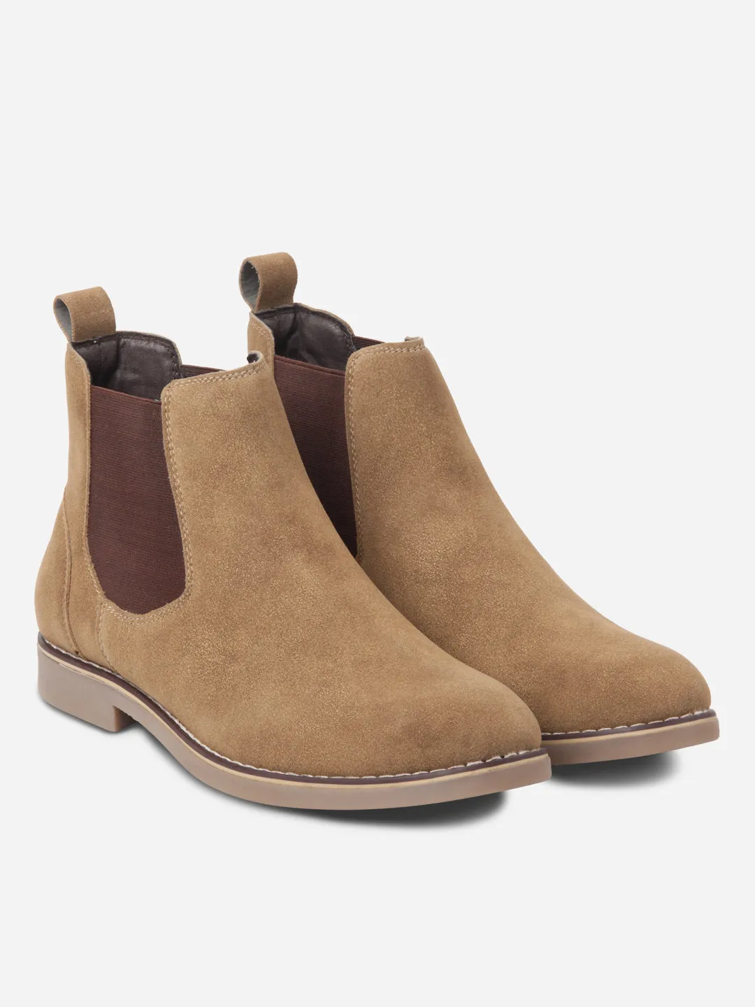 Men's Beige Suede Smart Casual Chelsea Boots (IX3037)