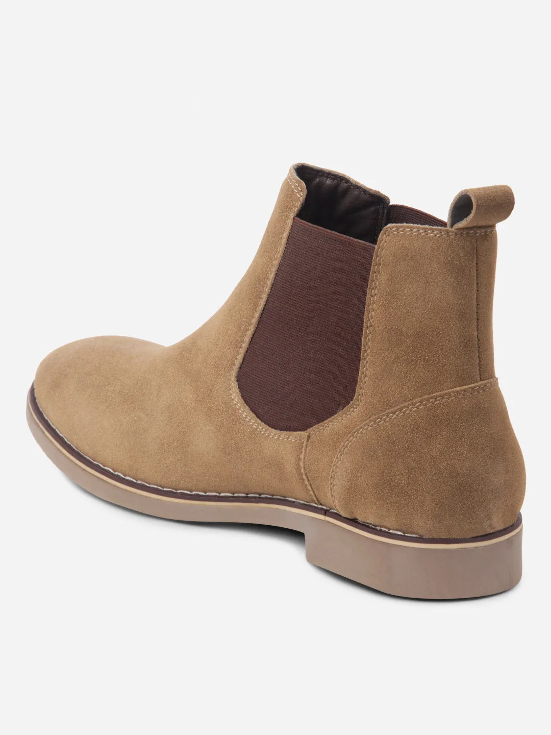 Men's Beige Suede Smart Casual Chelsea Boots (IX3037)