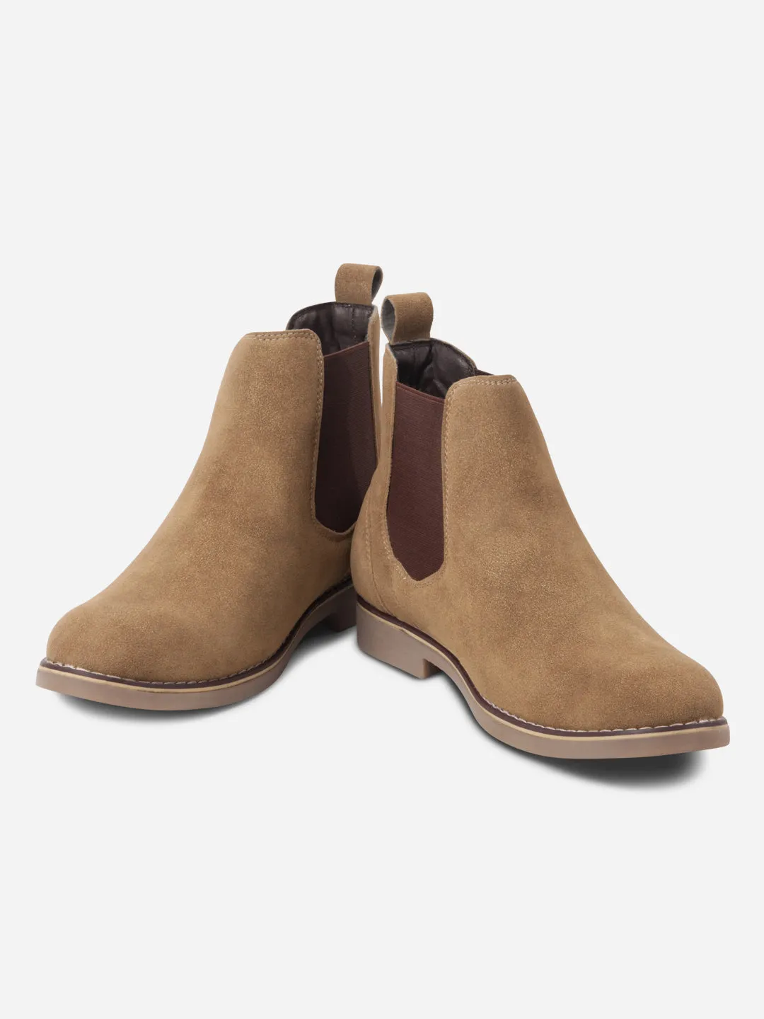 Men's Beige Suede Smart Casual Chelsea Boots (IX3037)