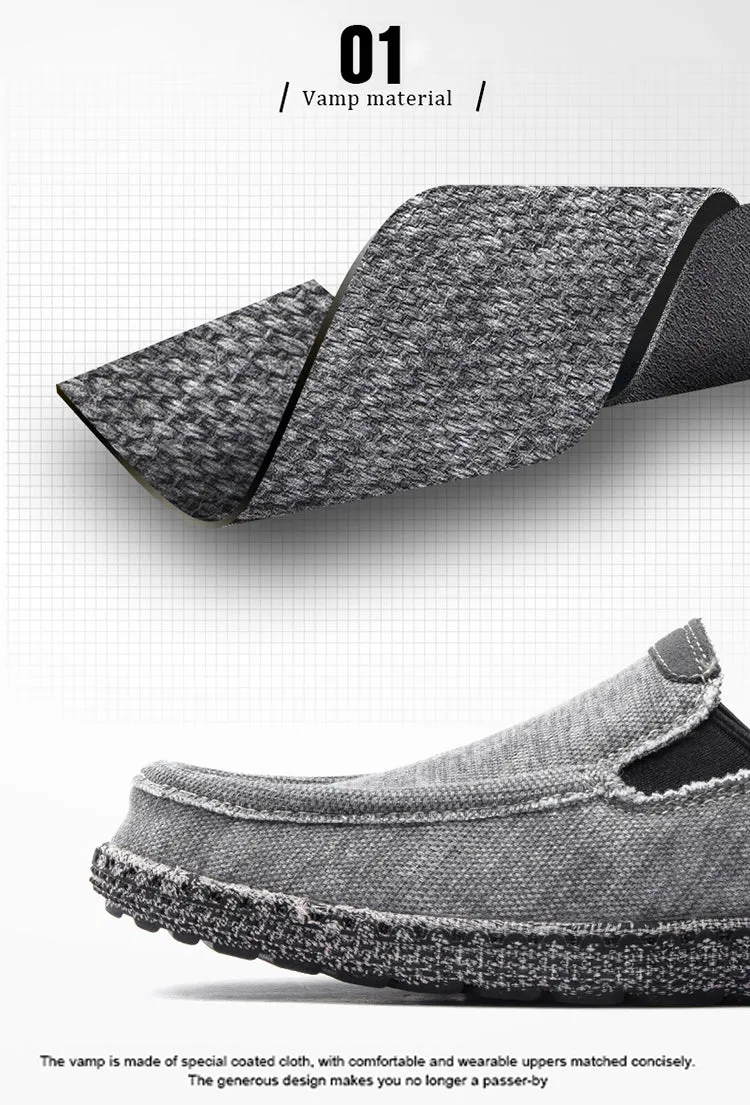 Men's Slip on Cloth Deck Shoes Canvas Lightweight Vintage Casual Loafer Boat Shoes