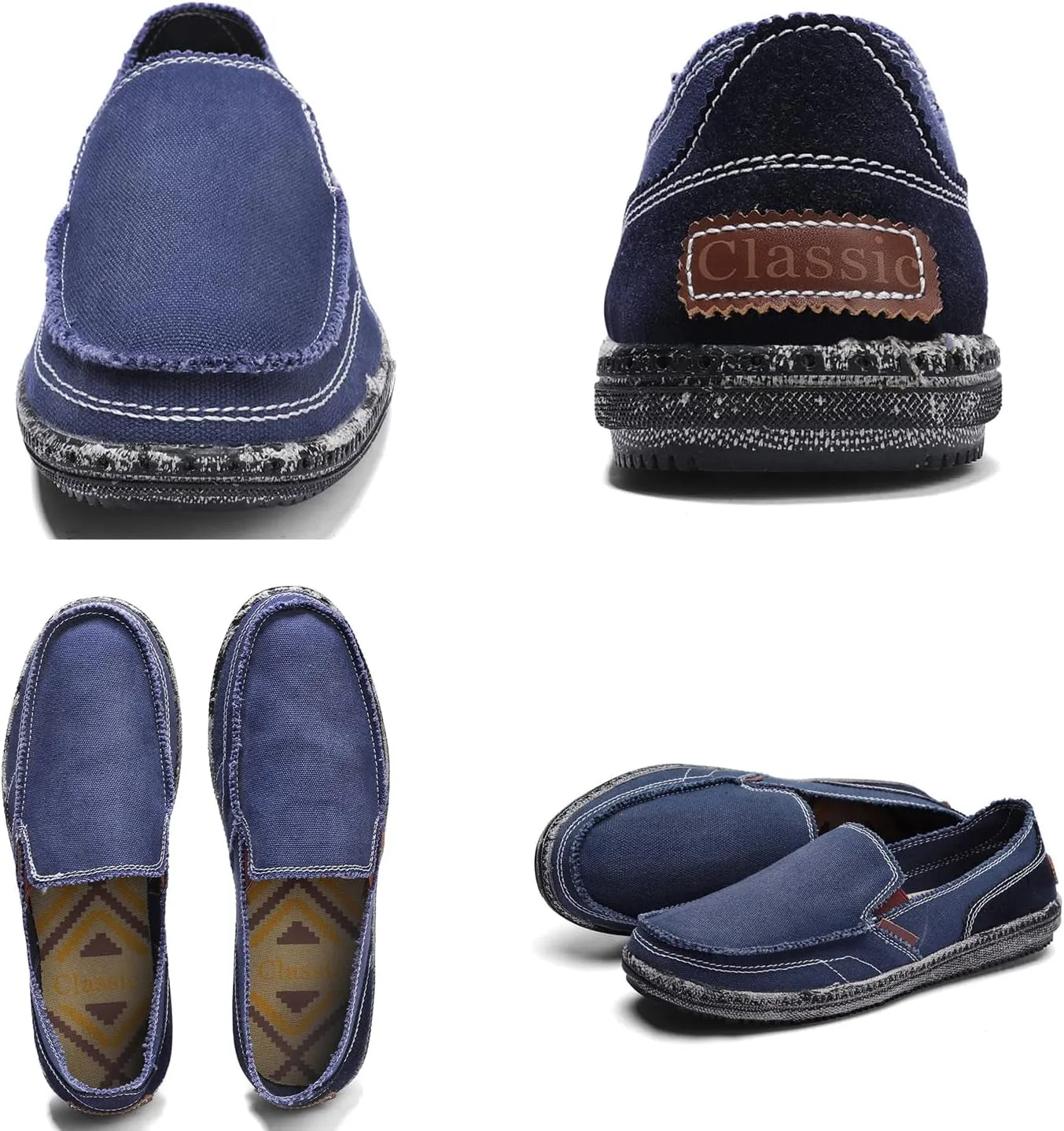 Mens Slip on Shoes Cloth Shoes Canvas Deck Shoes Casual Loafer Leisure Vintage Boat Shoes (9 Us,Z_Blue)