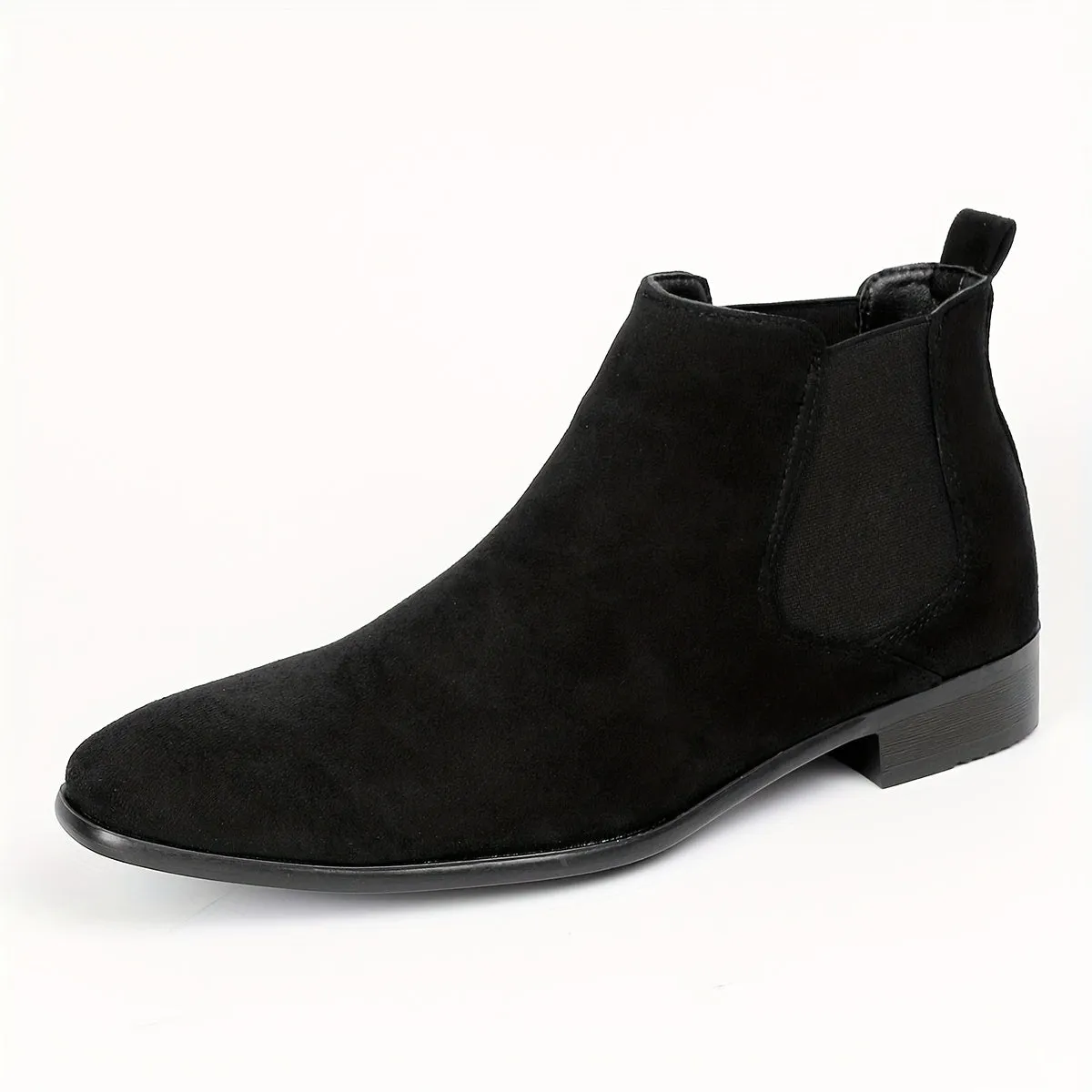 Men's Solid Color Squared-toe Chelsea Boots, Wear-resistant Anti-skid Slip On Ankle Boots For Business Office