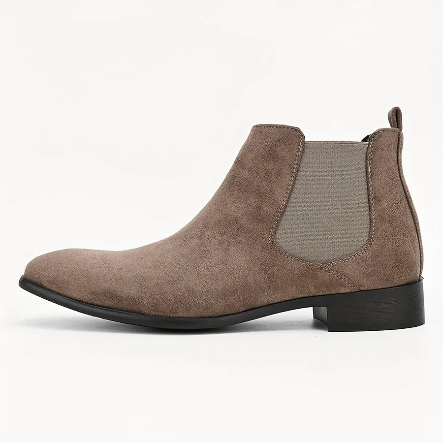 Men's Solid Color Squared-toe Chelsea Boots, Wear-resistant Anti-skid Slip On Ankle Boots For Business Office