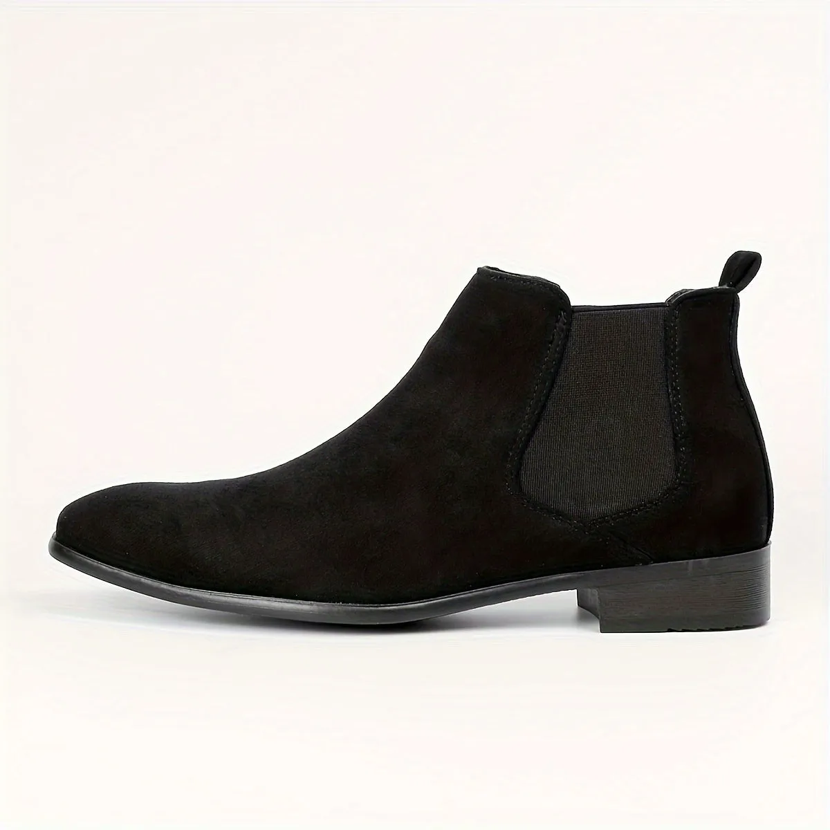 Men's Solid Color Squared-toe Chelsea Boots, Wear-resistant Anti-skid Slip On Ankle Boots For Business Office