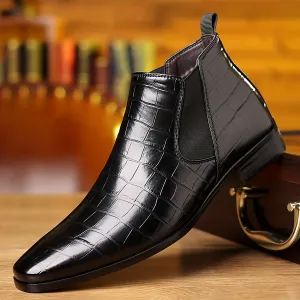 Men's Trendy Squared-Toe Chelsea Boots, Anti-skid High-top Slip-on Boots For Business Office, Spring And Autumn