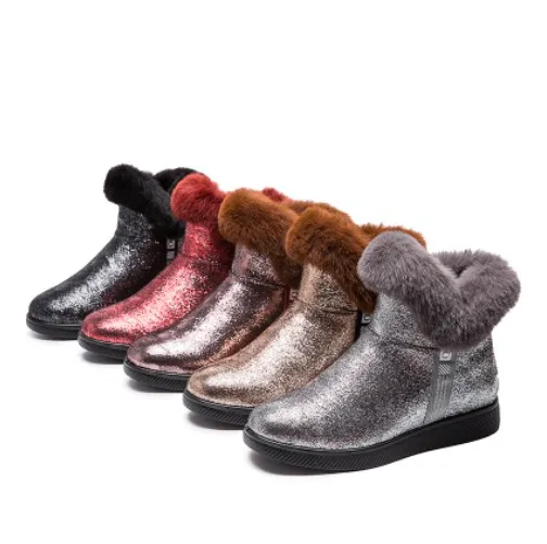 New winter sequined women's warm thick-soled and velvet snow boots