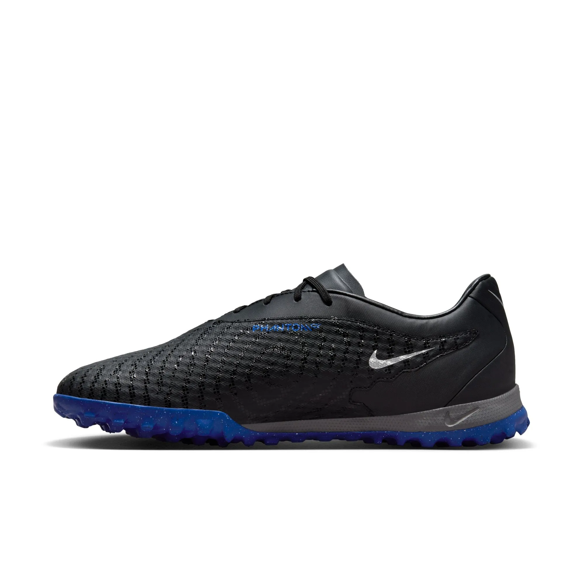 Nike Phantom GX Academy TF Turf Soccer Shoes - Black/Chrome/Hyper Royal