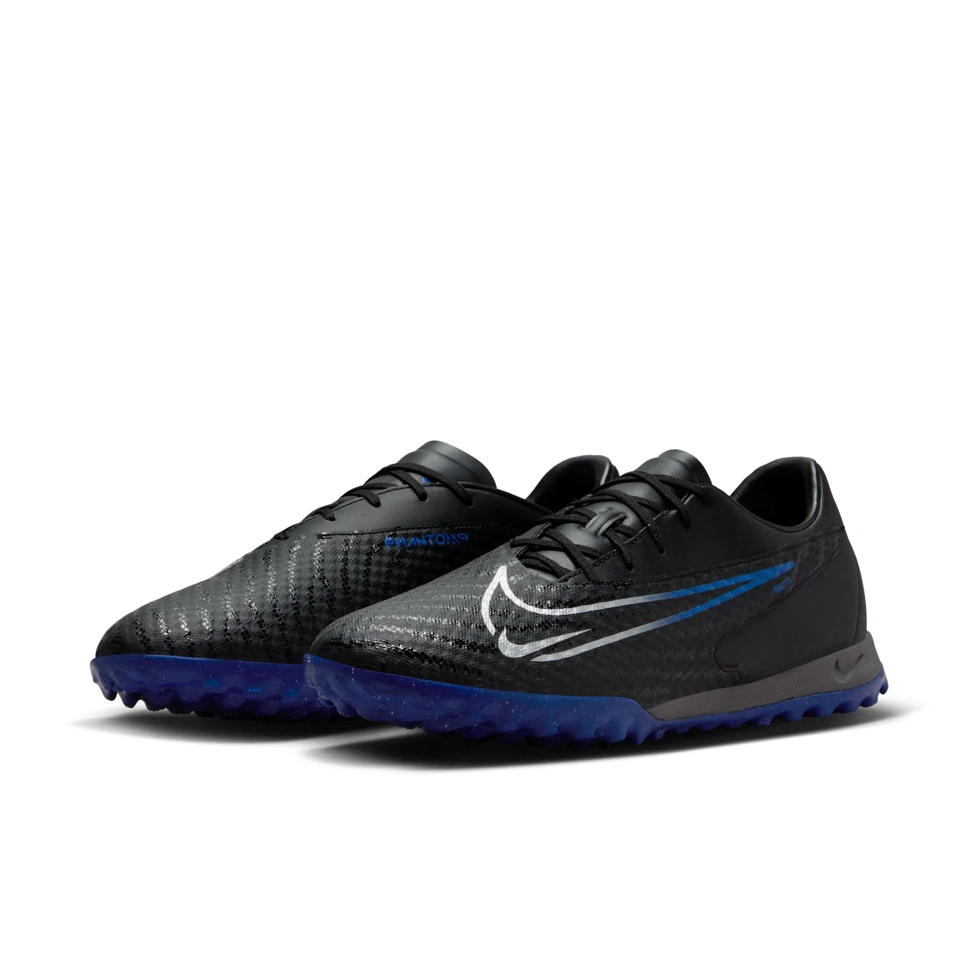 Nike Phantom GX Academy TF Turf Soccer Shoes - Black/Chrome/Hyper Royal