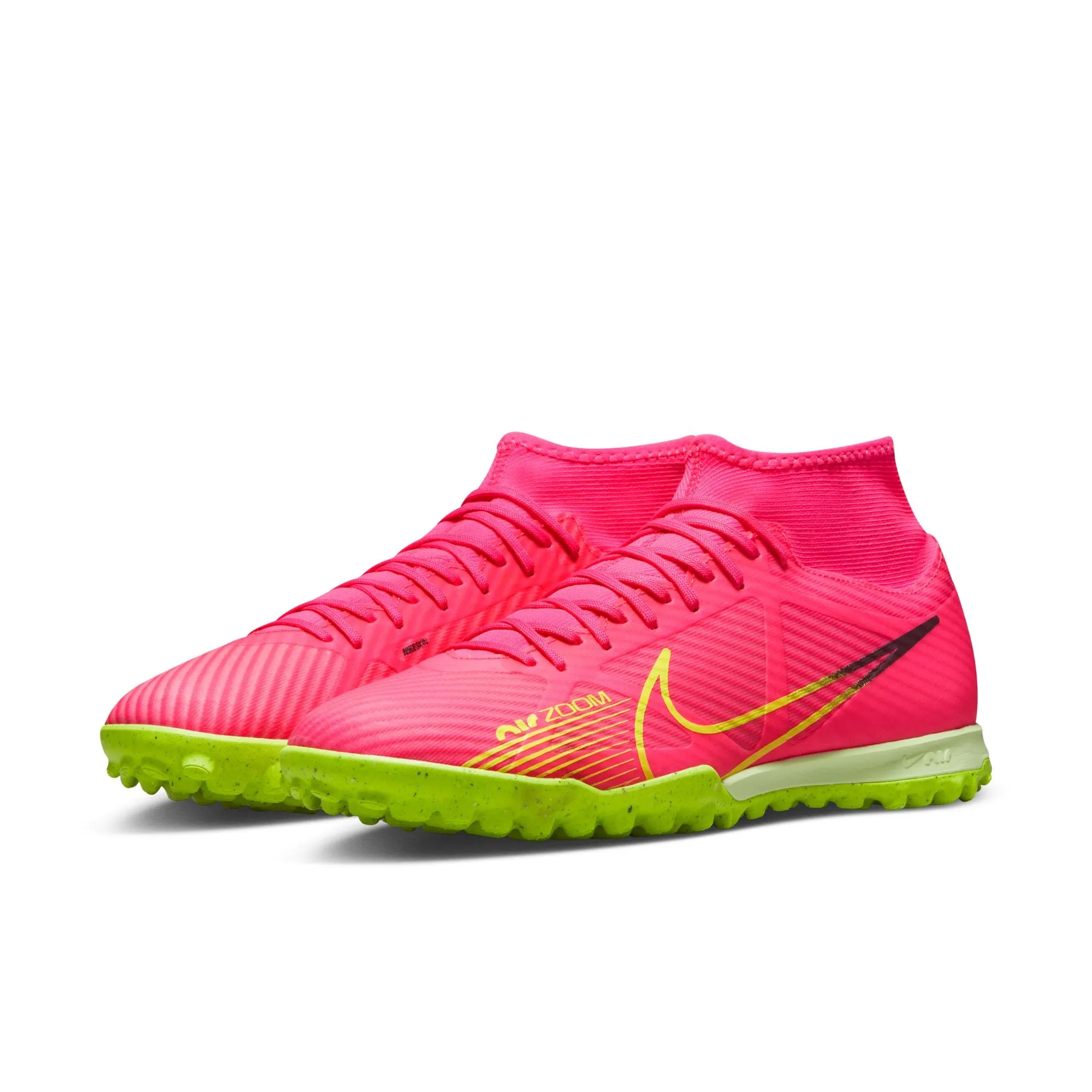 Nike Zoom Mercurial Superfly 9 Academy TF Turf Soccer Shoes - PinkBlast/Volt/Grey