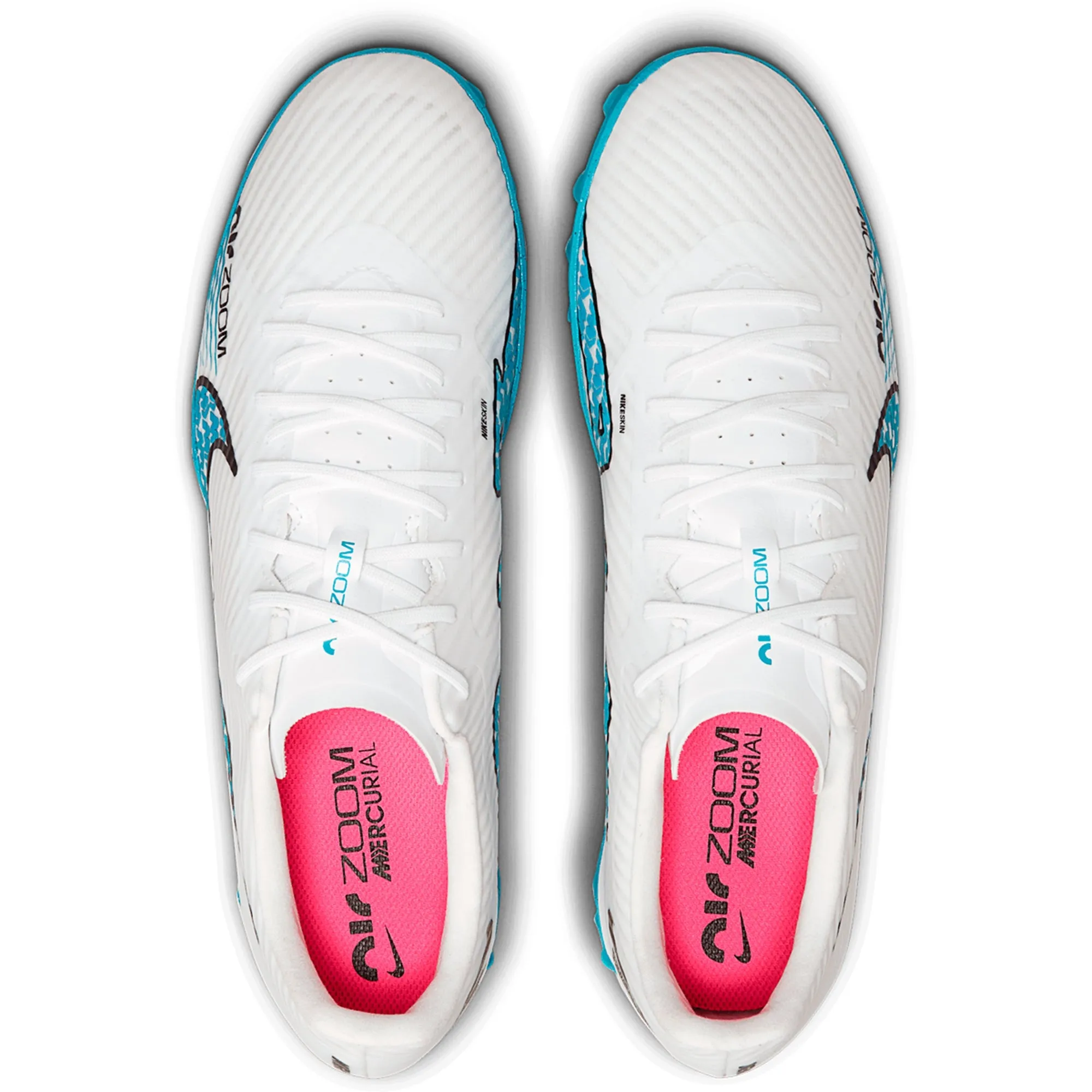 Nike Zoom Mercurial Vapor 15 Academy TF Turf Soccer Shoes - White/Blue/Pink/Black