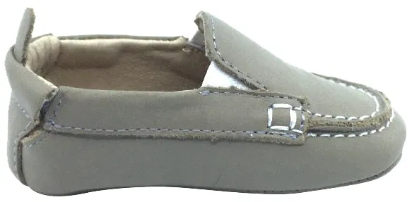 Old Soles Girl's and Boy's Elephant Grey Baby Boat Shoes