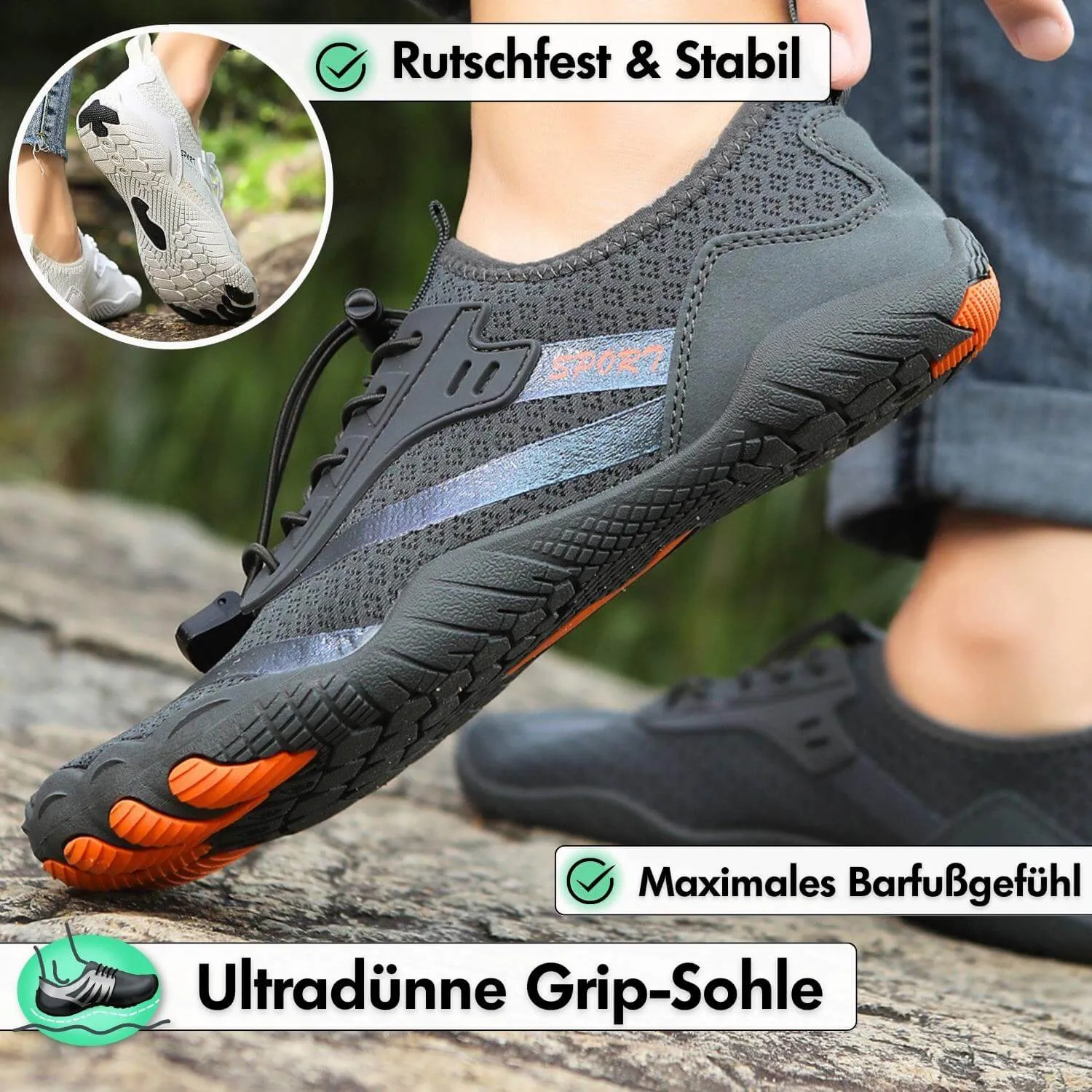 Outdoor-Flussverfolgungsschuhe, rutschfeste Schwimmschuhe, Wat-Wanderschuhe, Fünf-Finger-Profi-Barfußschuhe