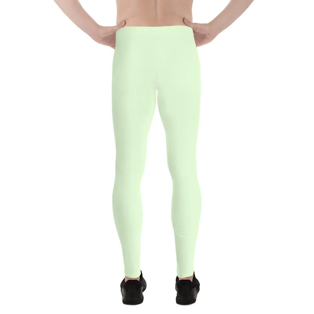 Pastel Mint Green Color Meggings, Compression Casual Tights Men's Leggings -Made in USA/EU