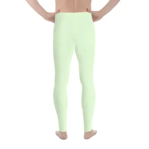 Pastel Mint Green Color Meggings, Compression Casual Tights Men's Leggings -Made in USA/EU