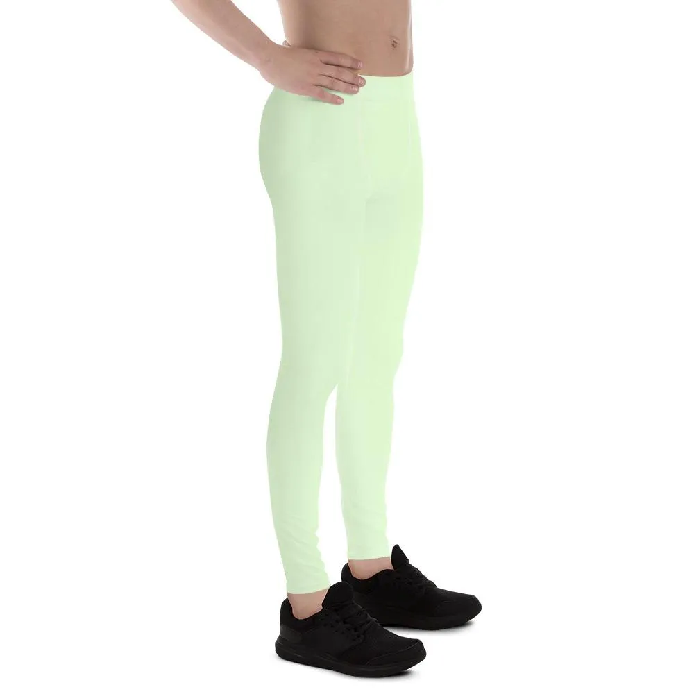 Pastel Mint Green Color Meggings, Compression Casual Tights Men's Leggings -Made in USA/EU