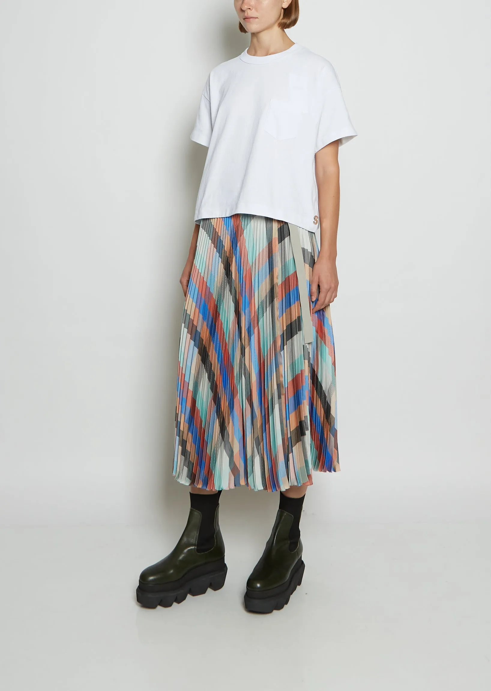 Plaid Satin Skirt