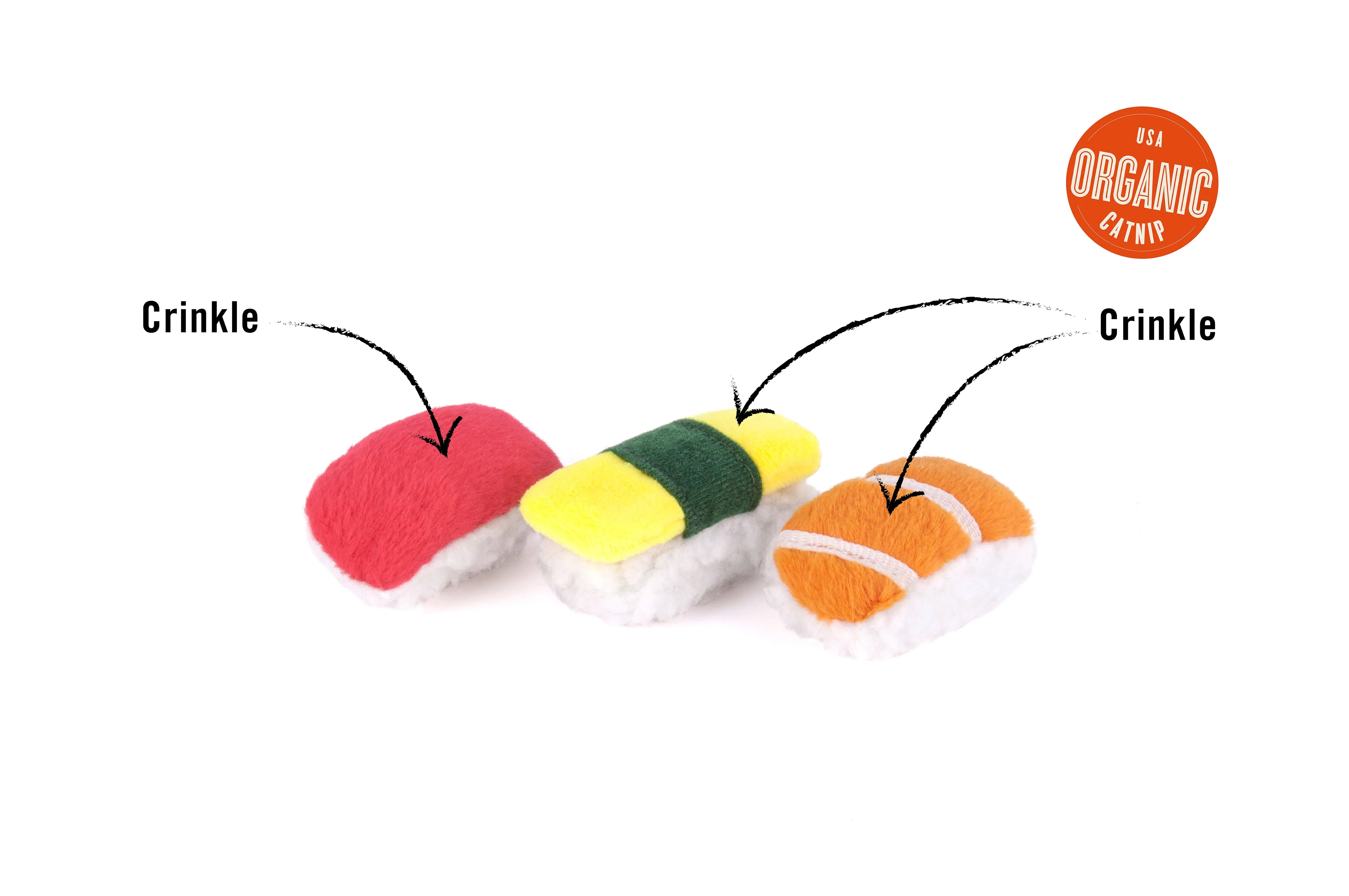 P.L.A.Y. Feline Frenzy Cat Toy Sassy Sushi Set of 3 Toy for Cats