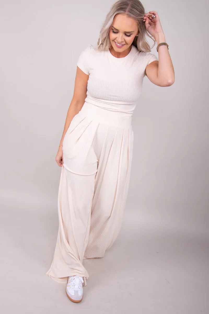 Pleated Vibe Set-Ivory