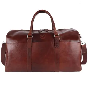 Premium Deep Brown Genuine Leather Duffle Bag | Versatile Travel & Gym Bag