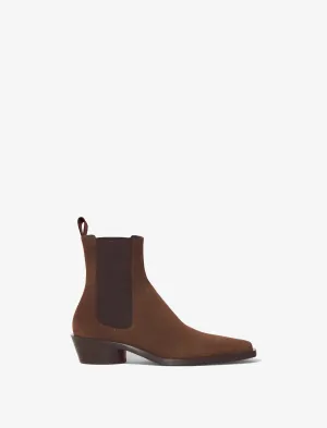 Proenza Schouler Bronco Chelsea Boots in Suede - Dark Brown