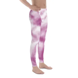 Purple White Tie Dye Meggings, Best Men's Leggings Designer Running Tights- Made in USA/EU/MX