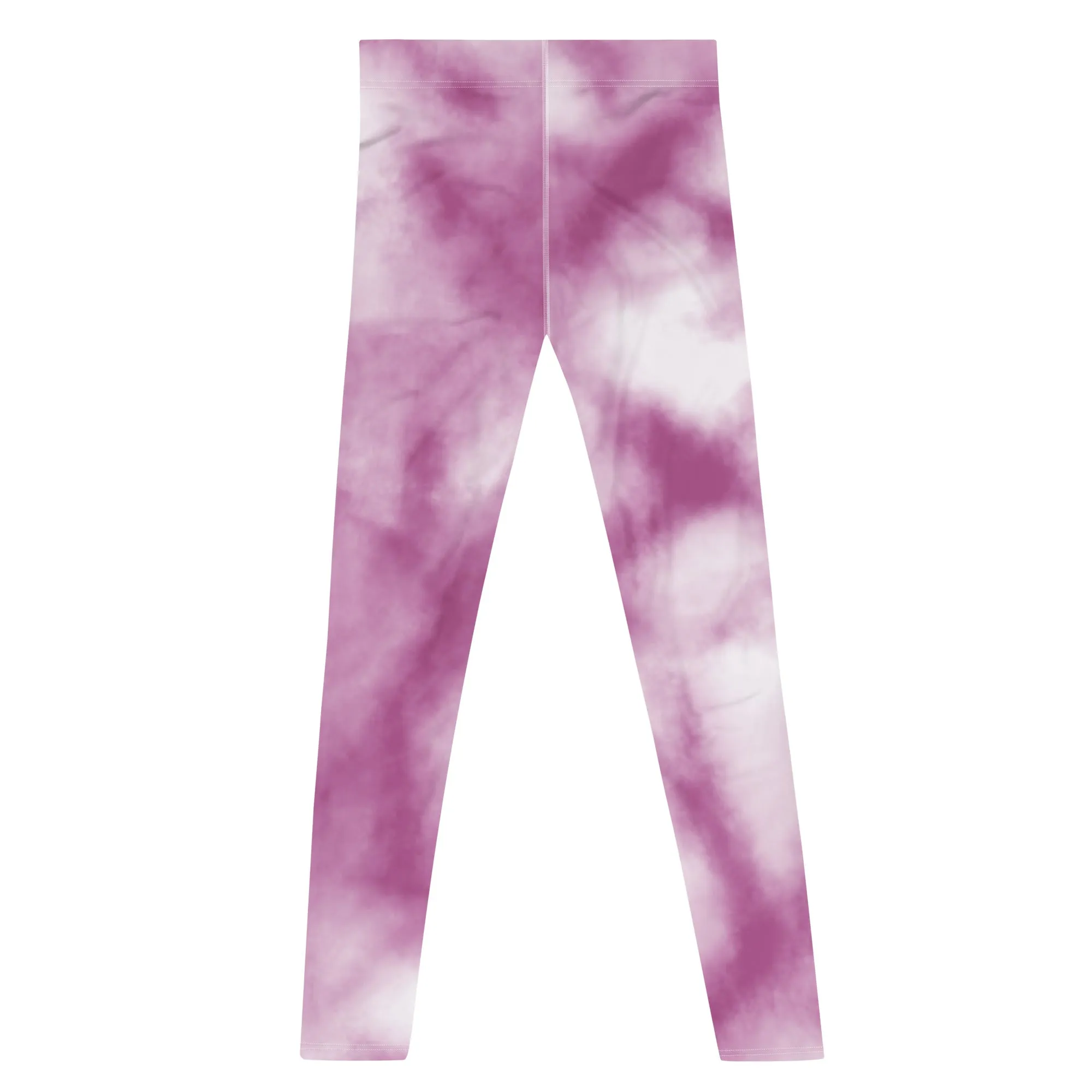 Purple White Tie Dye Meggings, Best Men's Leggings Designer Running Tights- Made in USA/EU/MX