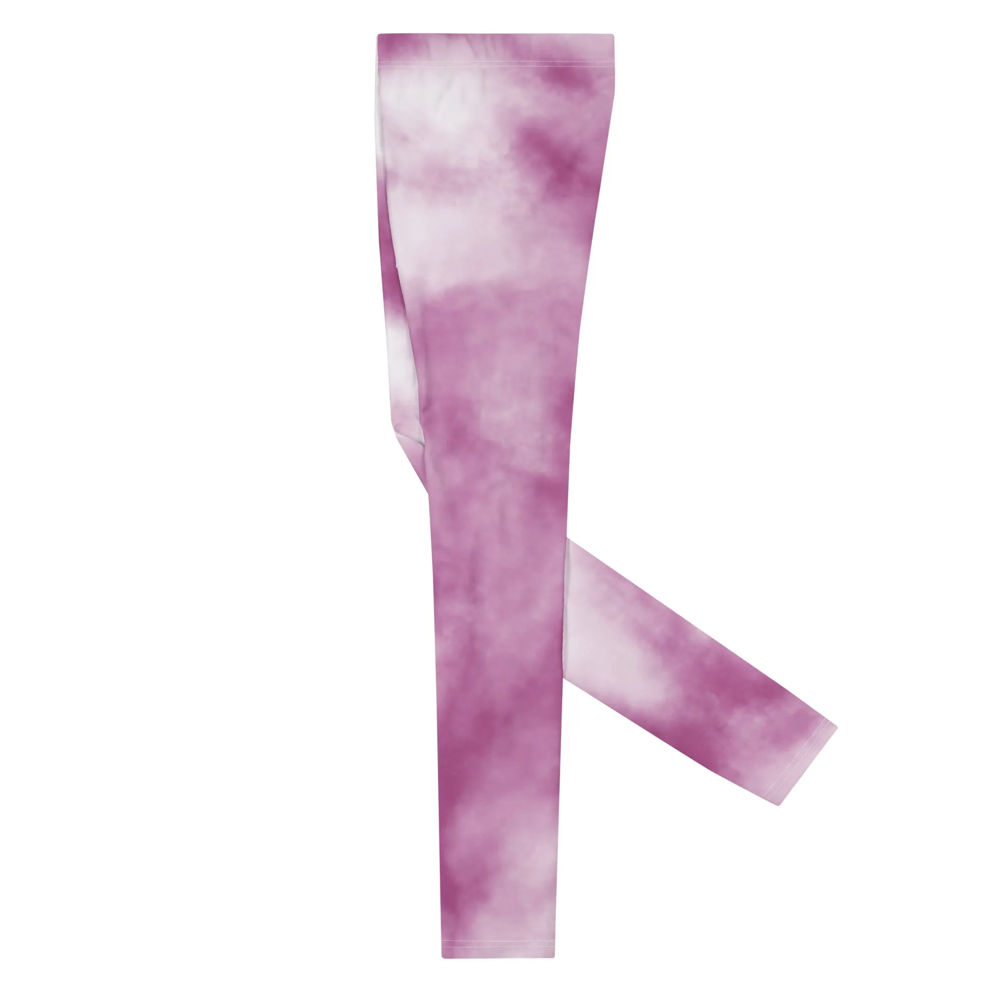 Purple White Tie Dye Meggings, Best Men's Leggings Designer Running Tights- Made in USA/EU/MX