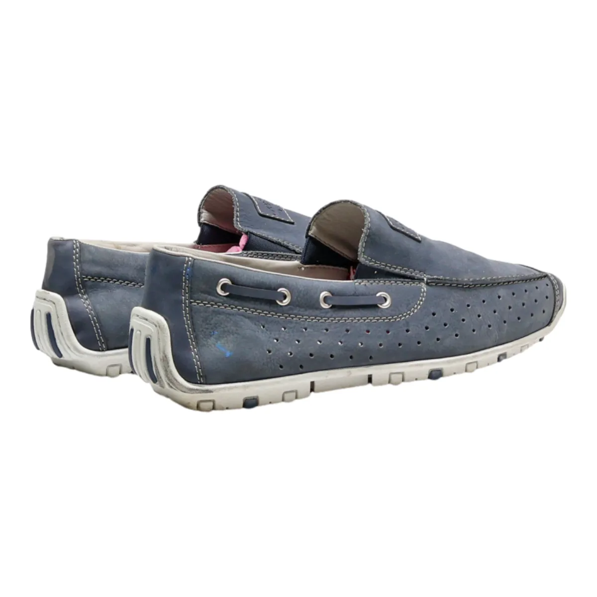 RIEKERS Boat Shoes Grey Leather Mens UK 11