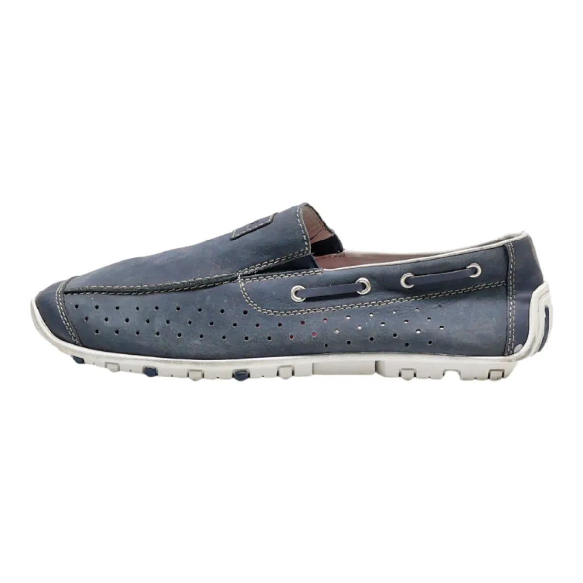 RIEKERS Boat Shoes Grey Leather Mens UK 11