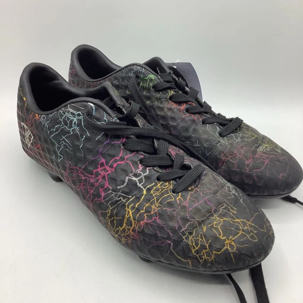 Size 4Y: Vizari Black Colorful Lines Lace-up Soccer Cleats