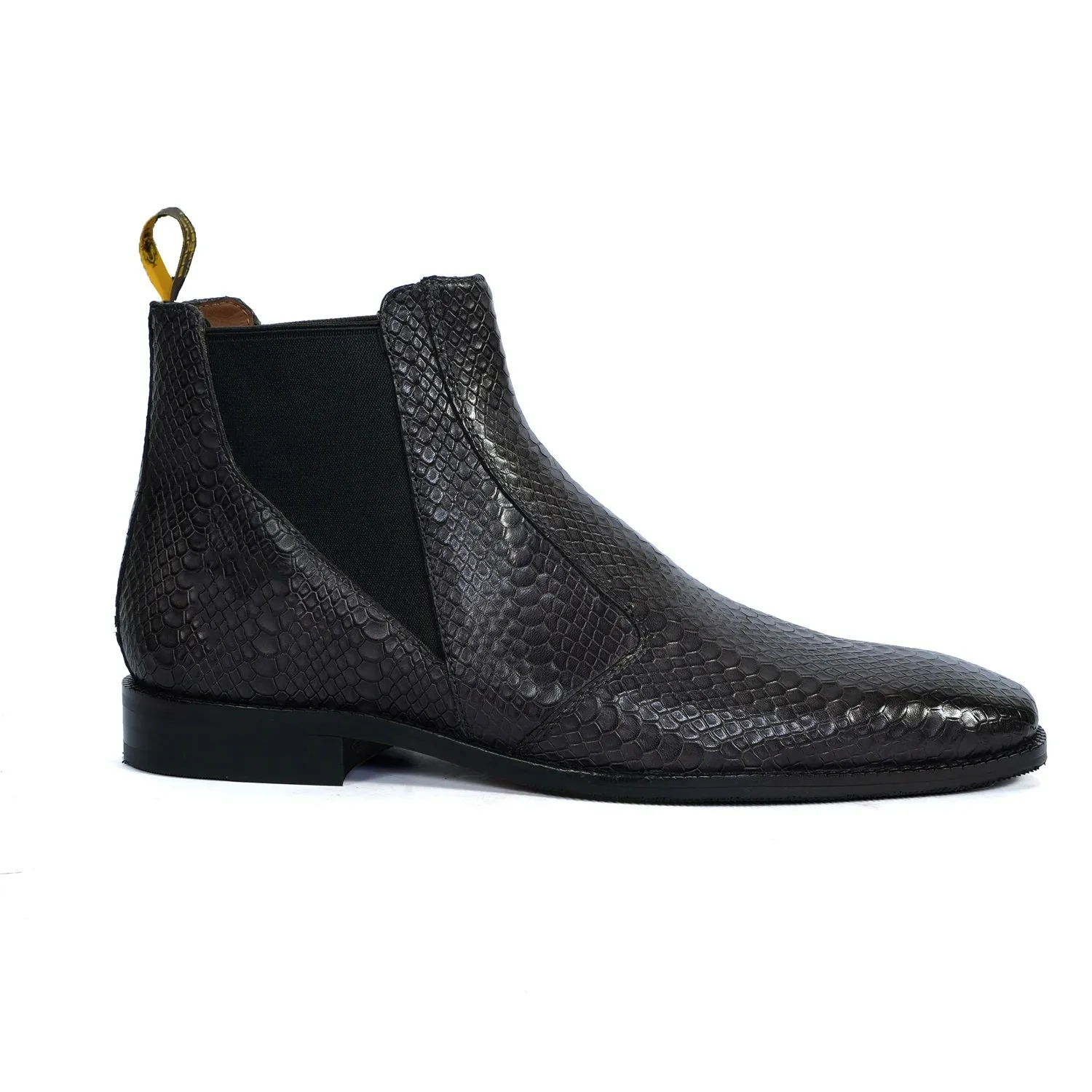 Snake Skin Chelsea Boot in Grey Leather