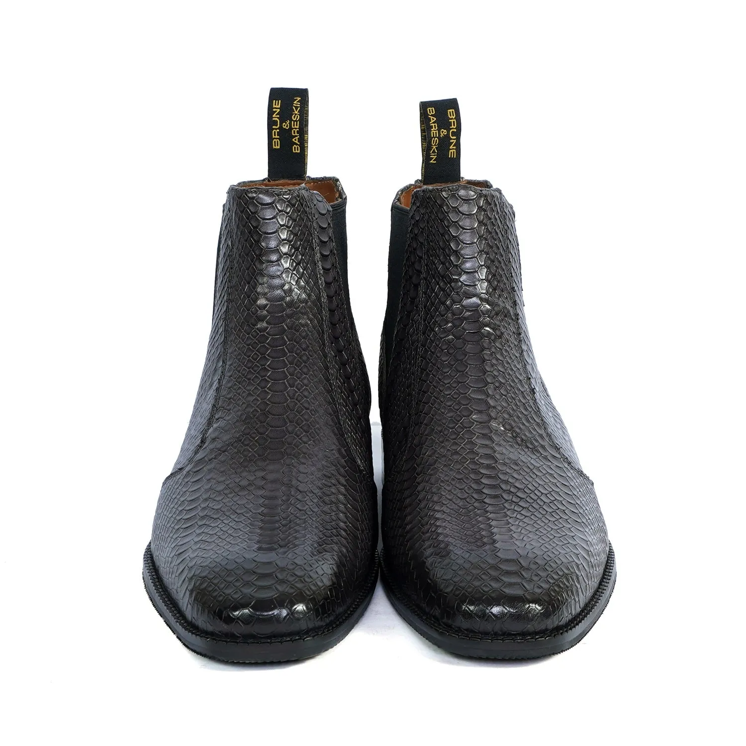 Snake Skin Chelsea Boot in Grey Leather